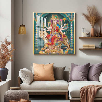 Goddess Durga Maa Radiance Premium Acrylic Square Wall Art