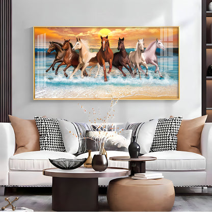 Vastu 7 Running Horses Premium Acrylic Horizontal Wall Art