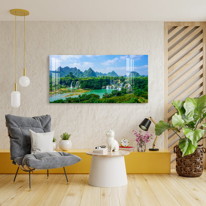 Scenery with more of green trees Acrylic Wall Art