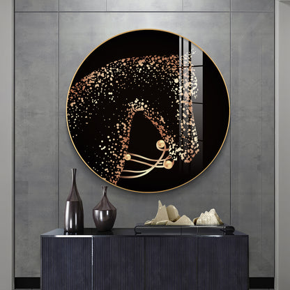 Golden Gallop Premium Acrylic Round Wall Art
