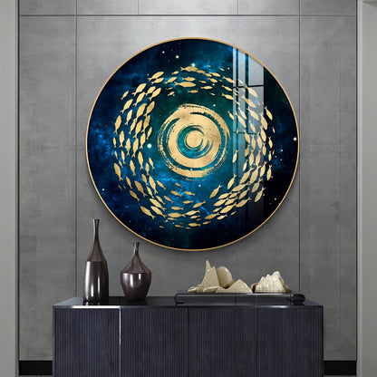 Fish Flow Mosaic Premium Acrylic Round Wall Art