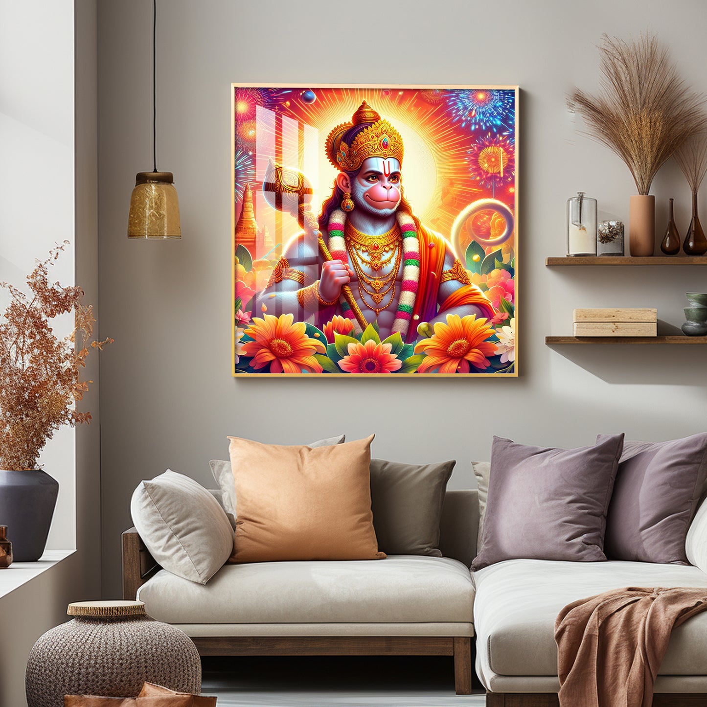 Jai Hanuman Premium Acrylic Square Wall Art