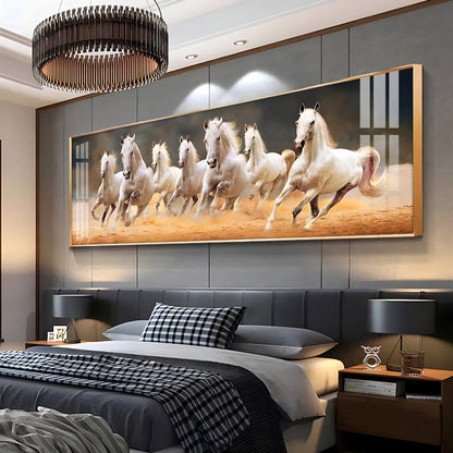 Seven Running Horses Premium Acrylic Horizontal Wall Art