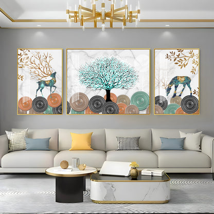 Tree With Unique Leaves Premium Acrylic Wall Art (Set of 3)