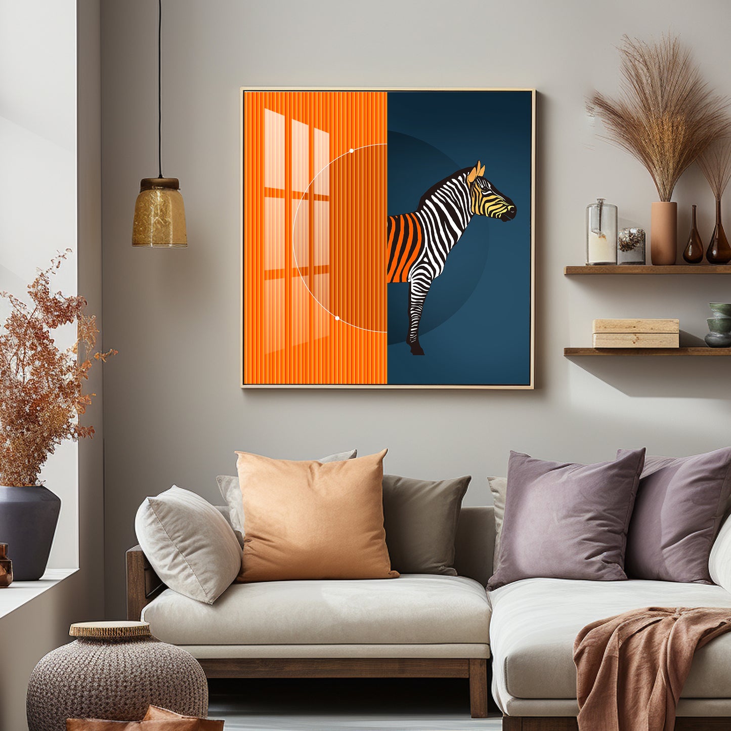 Zebra Abstract Geometric Premium Acrylic Square Wall Art