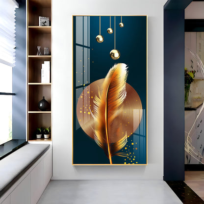 Golden Feather Luxury Crystal Wall Art