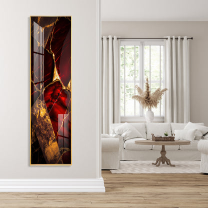 Gold & Red Tones Premium Acrylic Vertical Wall Art