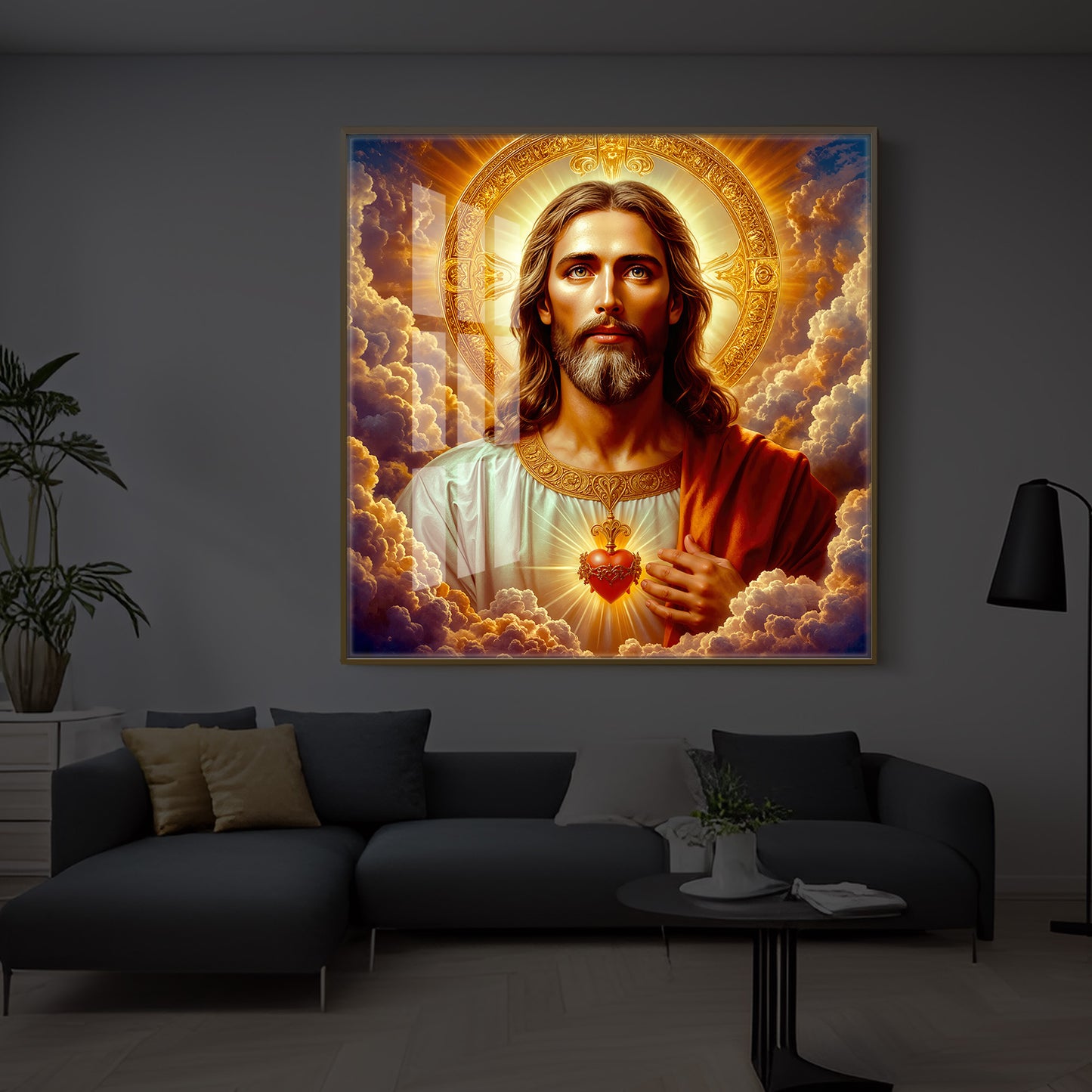 Lord Jesus Modern Luxury Backlight Square Wall Art