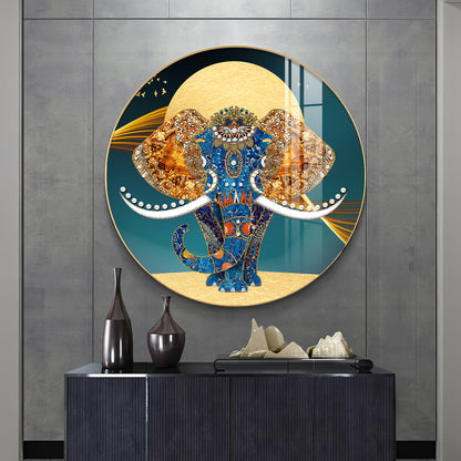 Elephant Mural Premium Acrylic Round Wall Art