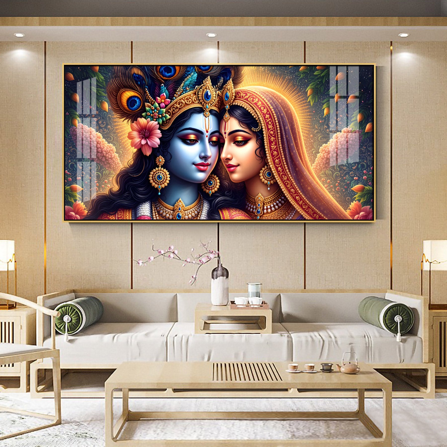 Timeless Bond Of Krishna Radha Premium Acrylic Horizontal Wall Art
