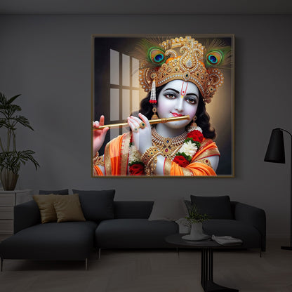 Divine Shree Krishna Modern Luxury Backlight Square Wall Art