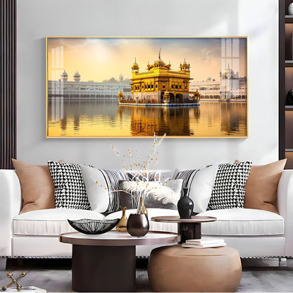 Golden Glory Premium Acrylic Horizontal Wall Art - 40X20 inches / Gold