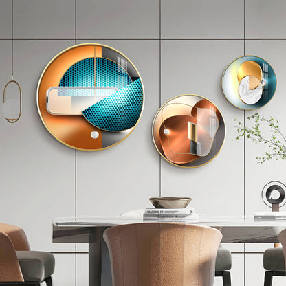Semi Circle Abstract Premium Acrylic Round Wall Art (Set of 3)