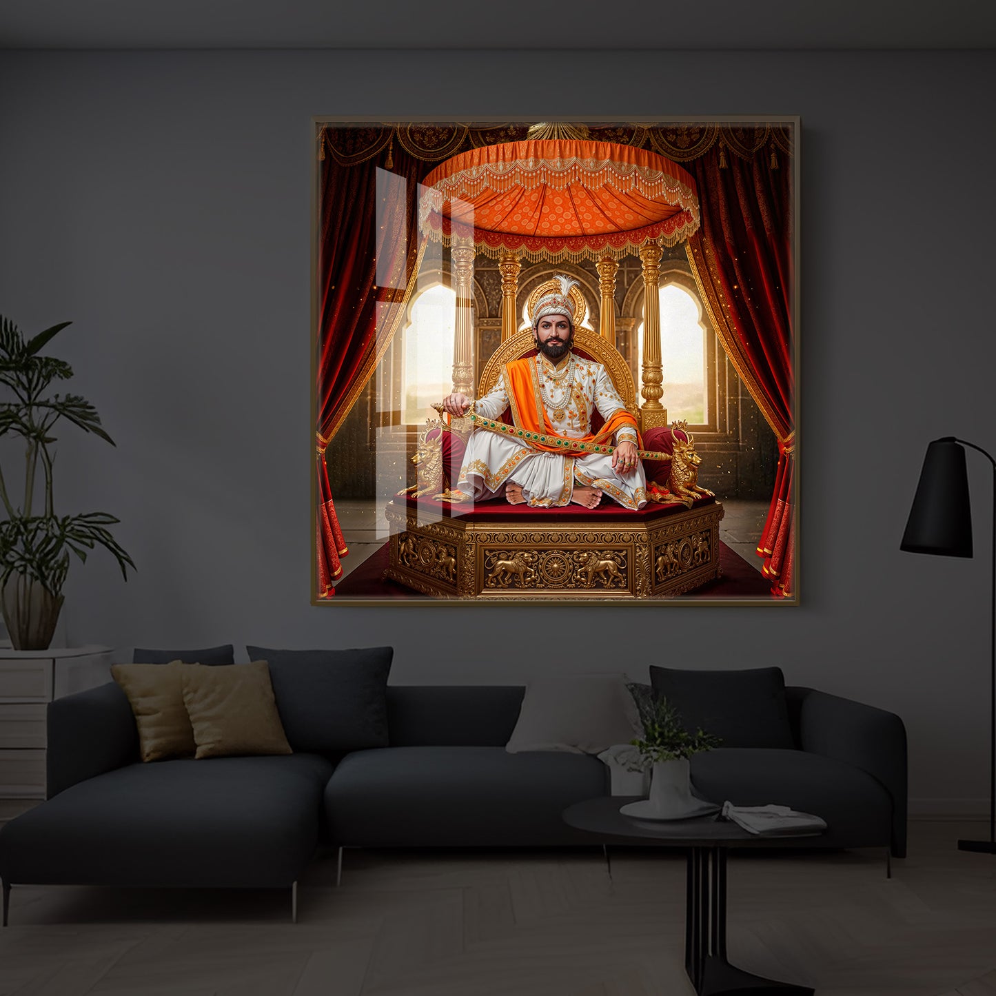 Rajyabhishek of Chattrapati Shivaji Maharaj Modern Luxury Backlight Square Wall Art