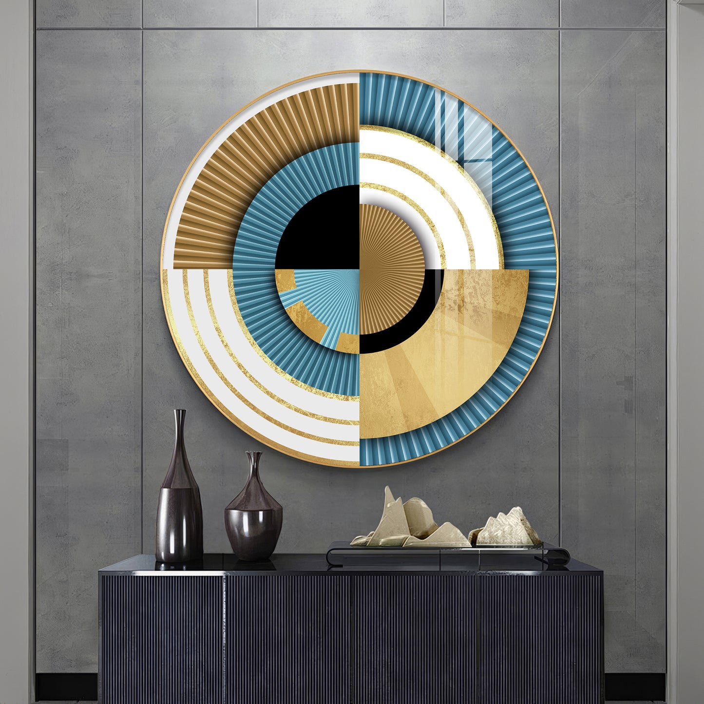 Luxe Waves Premium Acrylic Round Wall Art