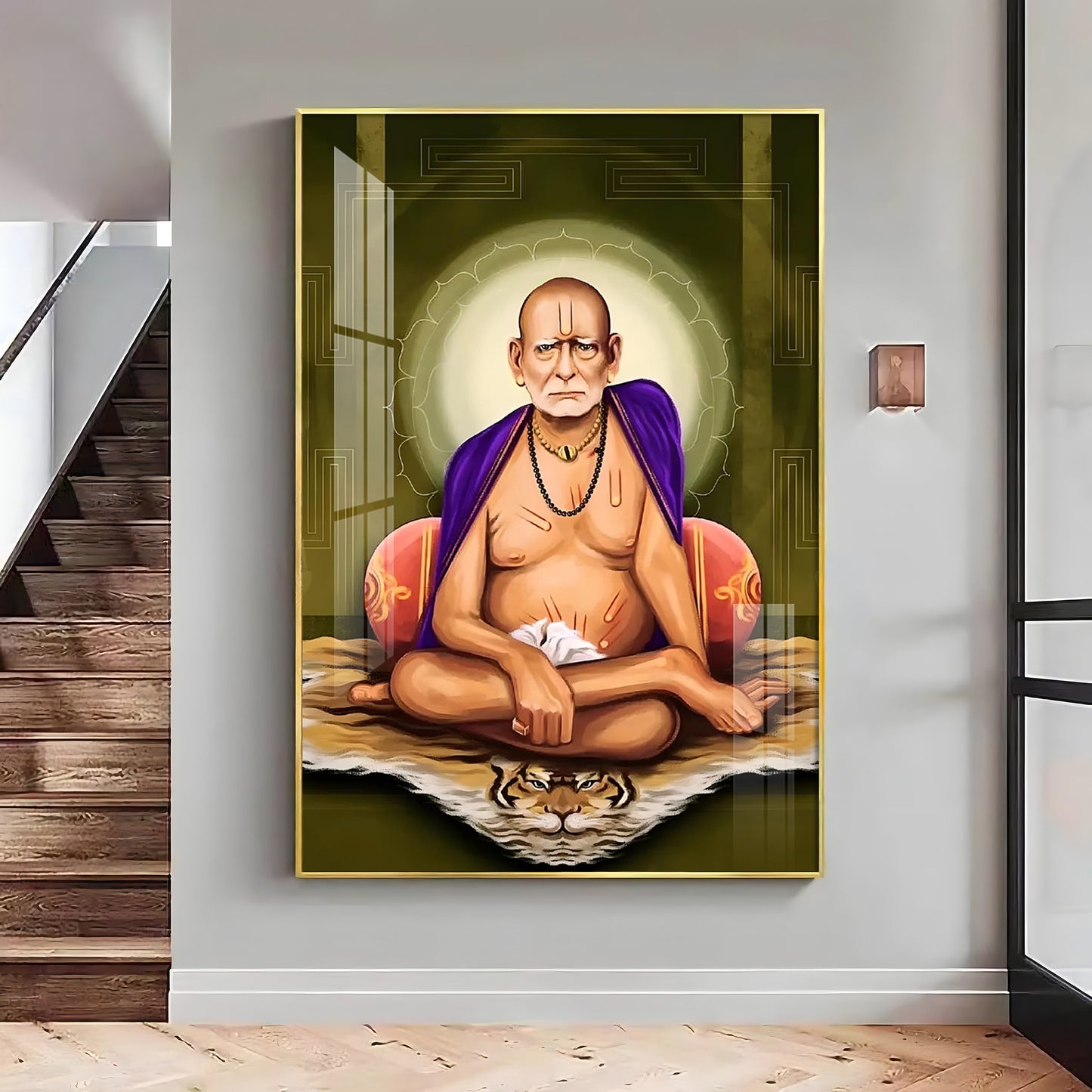 Contemplative Shri Swami Samartha Premium Vertical Acrylic Wall Art