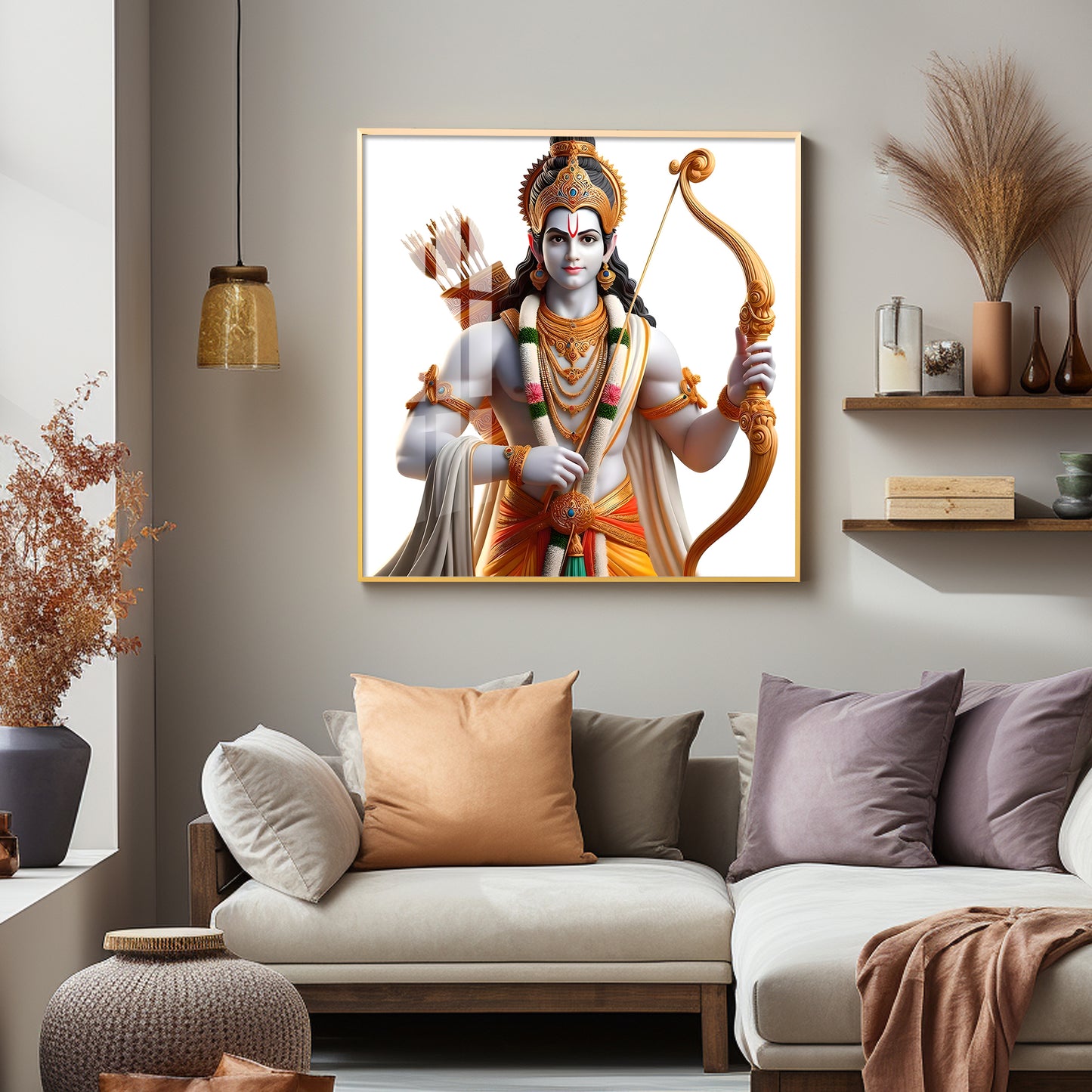 King Of Ayodhya Shree Ram Premium Acrylic Square Wall Art