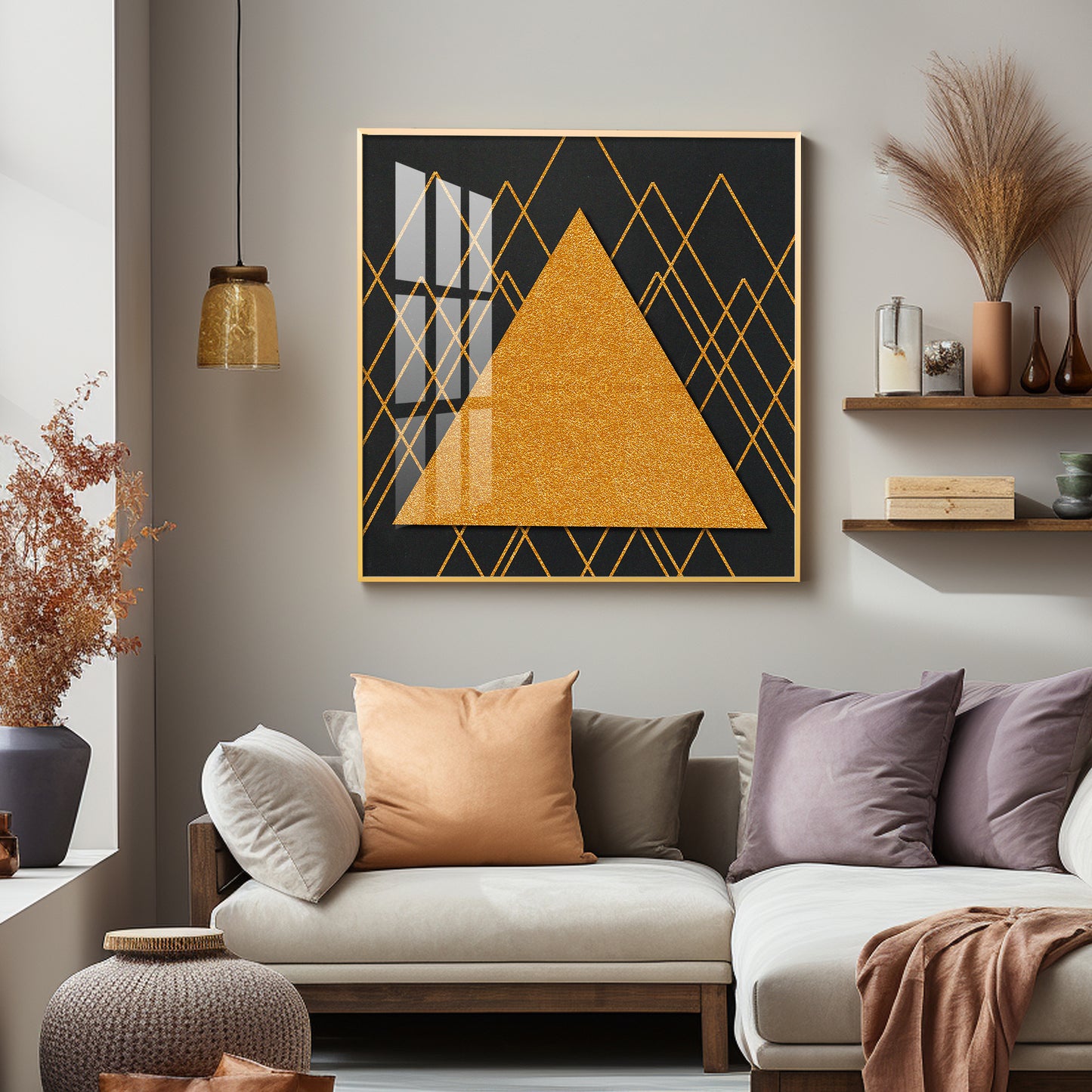 Abstract Geometric Figure Triangle Premium Acrylic Square Wall Art