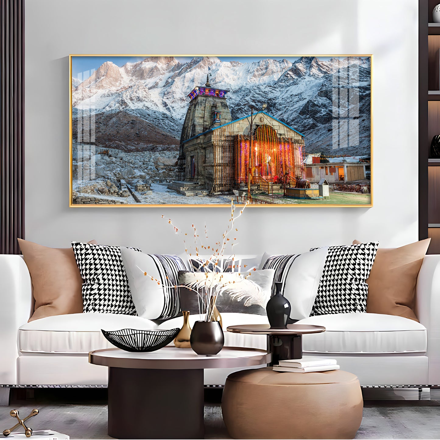 Holy Kedarnath Temple Premium Acrylic Horizontal Wall Art