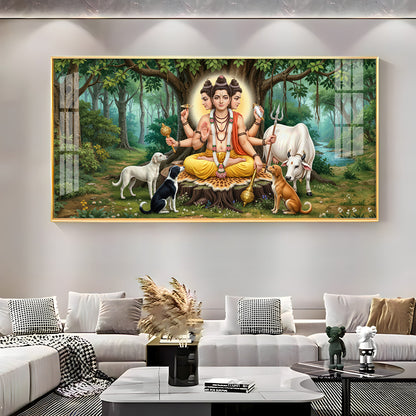 Lord Dattatreya Dattaguru Premium Acrylic Horizontal Wall Art
