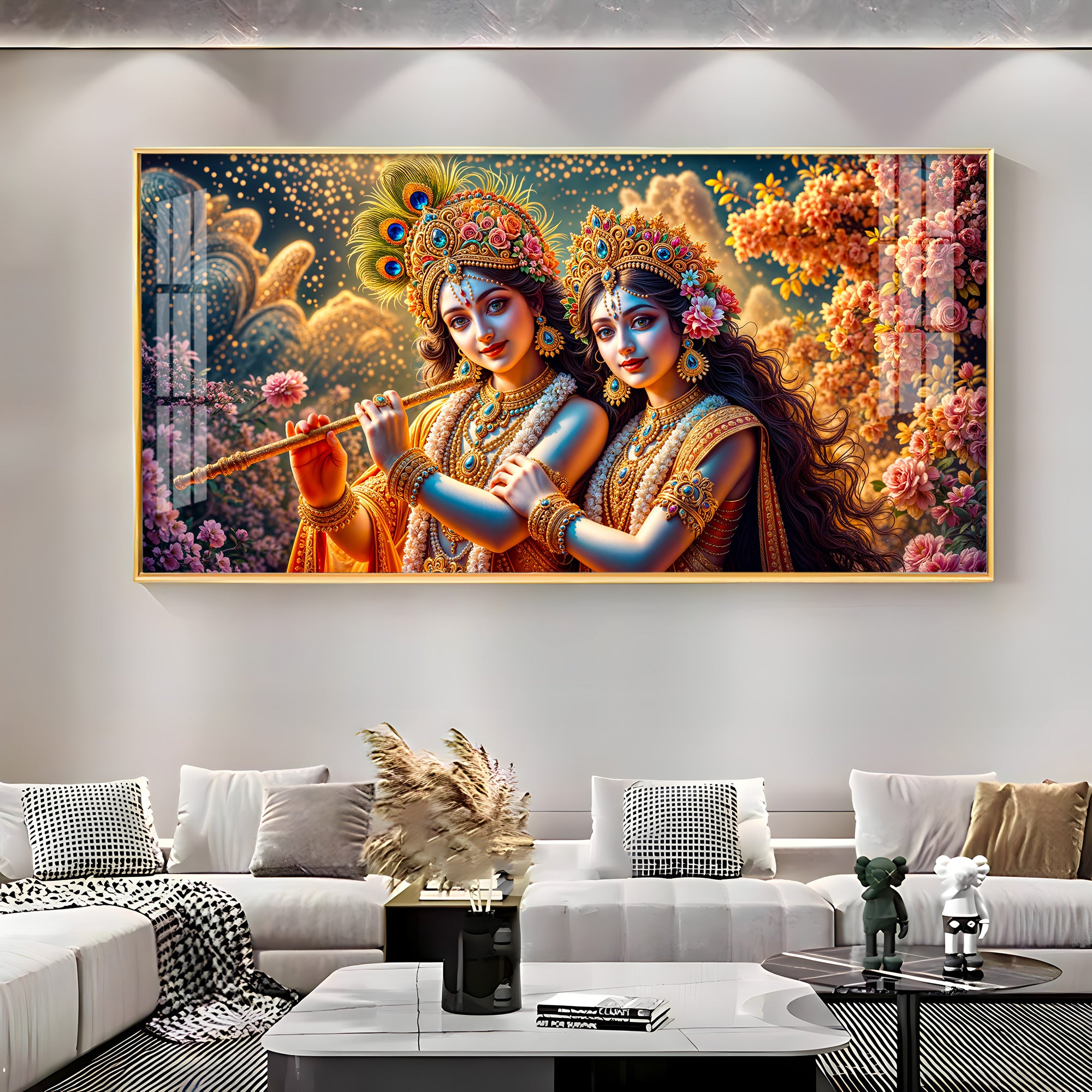 Mystic Radha Krishna Togetherness Premium Acrylic Horizontal Wall Art
