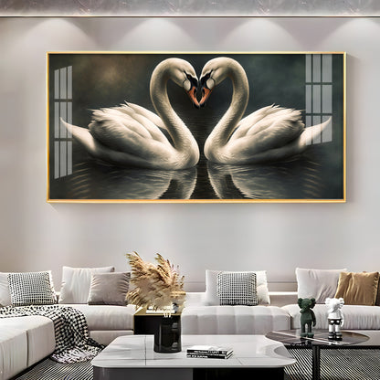 Soulful Vibrant Two Swan Premium Acrylic Horizontal Wall Art