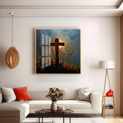 Jesus Christ Cross Premium Acrylic Square Wall Art