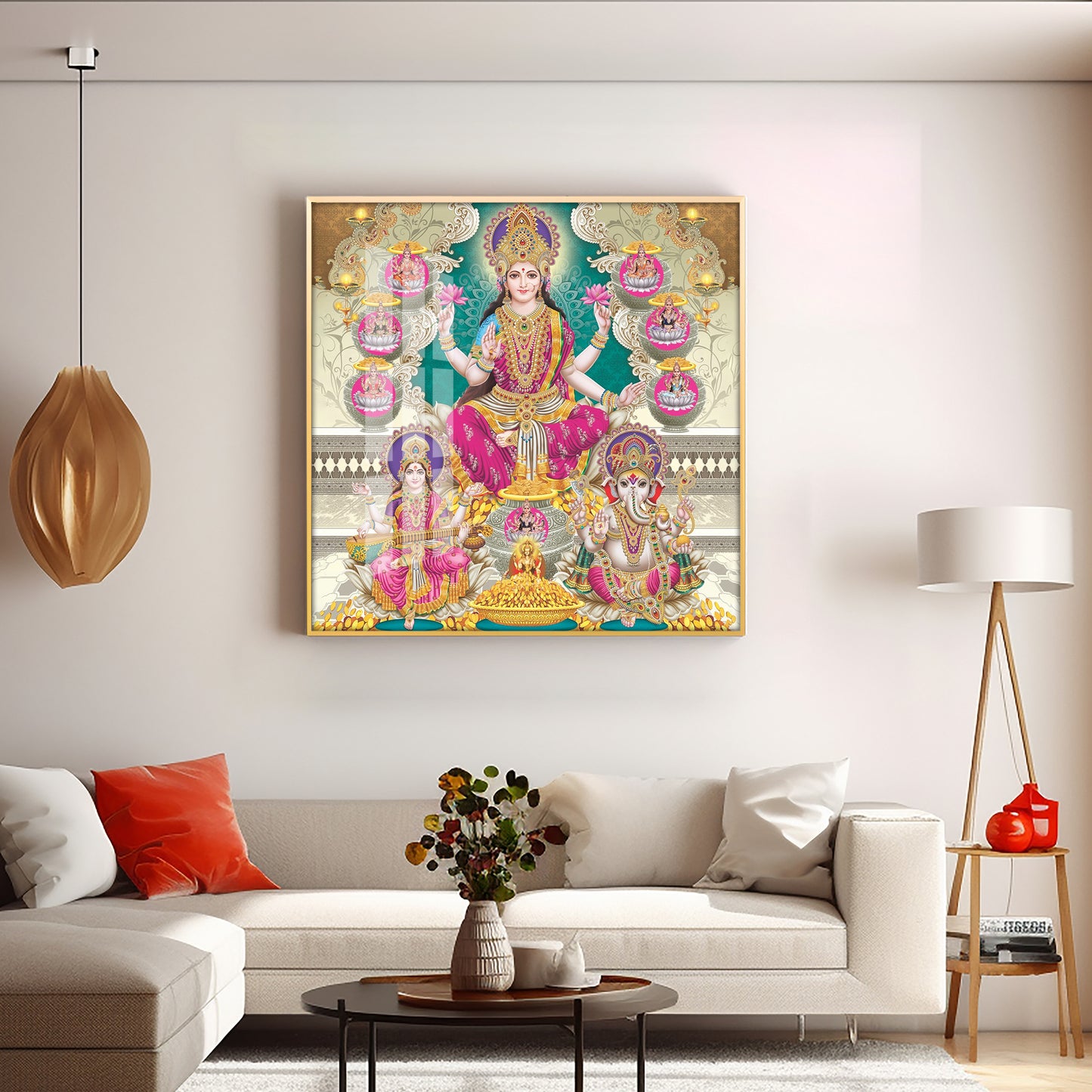 Maa Laxmi Premium Acrylic Square Wall Art