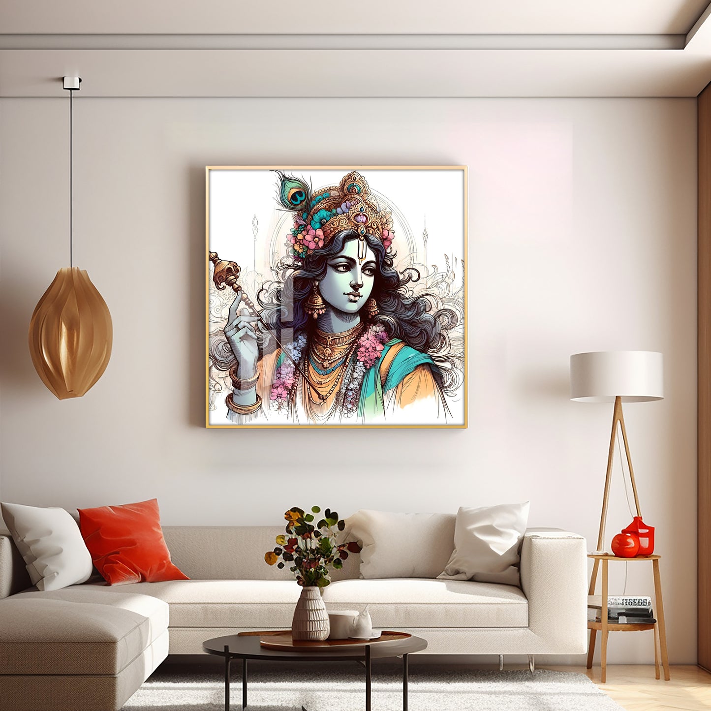 Divine Krishna Premium Acrylic Square Wall Art