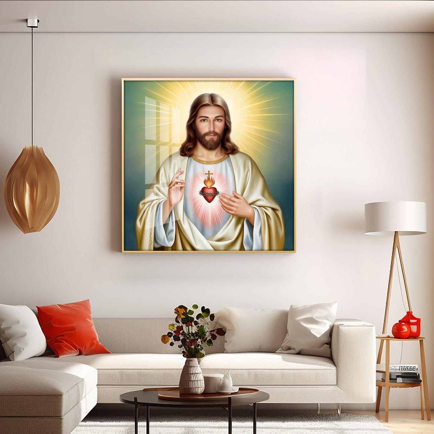 The Beautiful Sacred Heart Jesus Premium Acrylic Square Wall Art