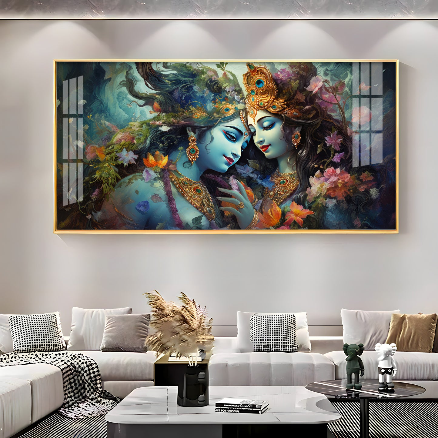 Mystical Love Of Radha Krishna Premium Acrylic Horizontal Wall Art