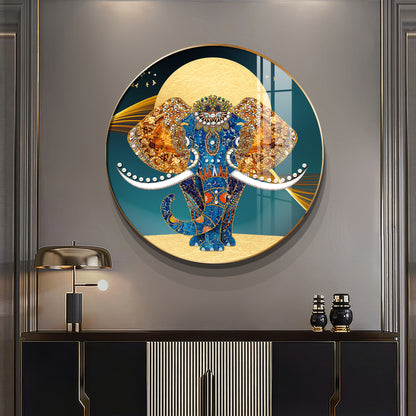 Elephant Mural Premium Acrylic Round Wall Art