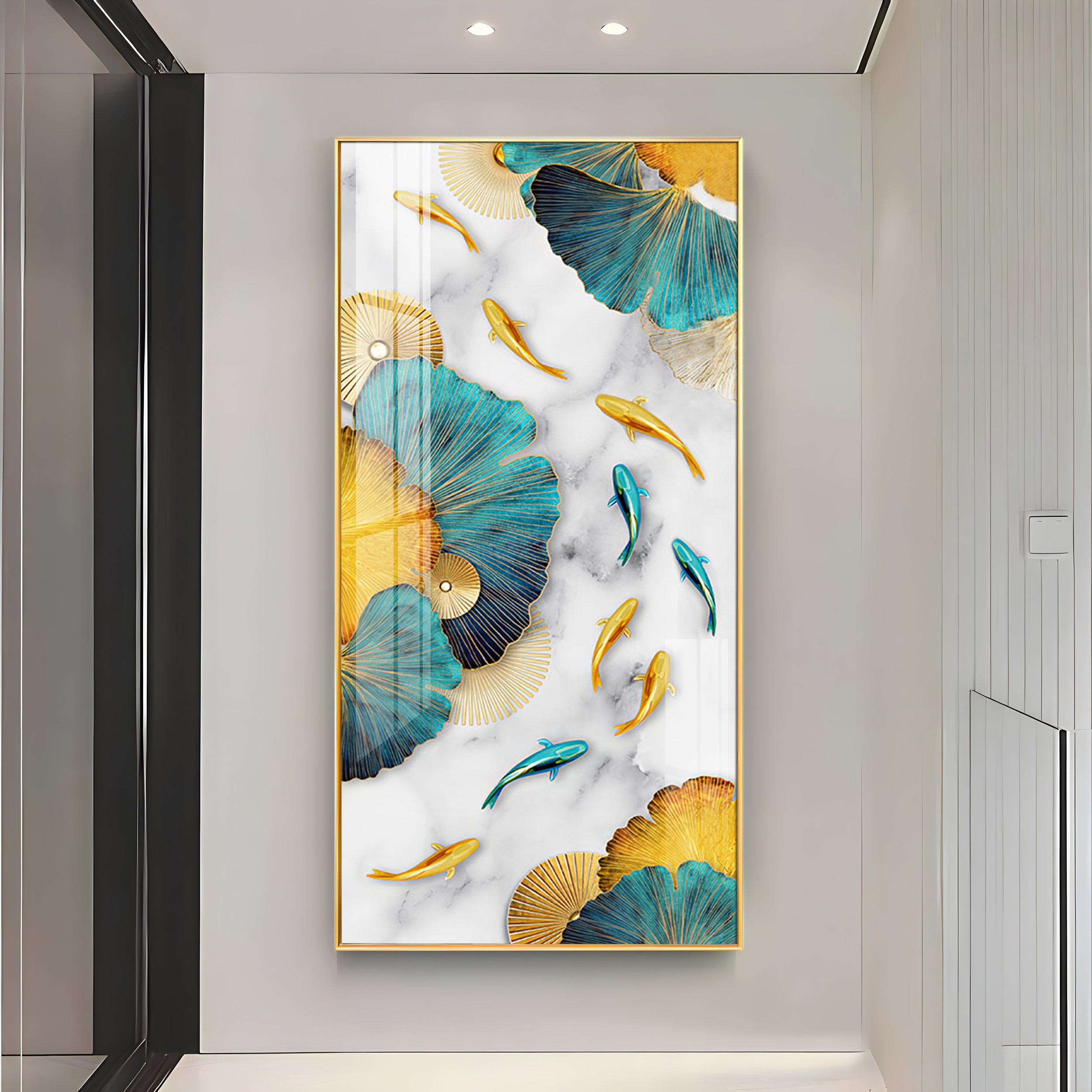 Colorful Koi Fishes Luxury Crystal Wall Art