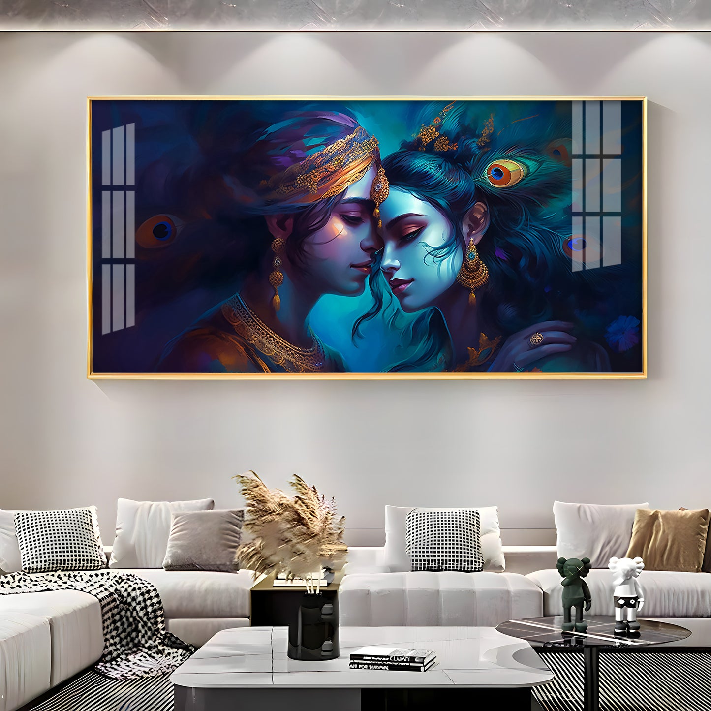 Quardro Radha Krishna Premium Acrylic Horizontal Wall Art