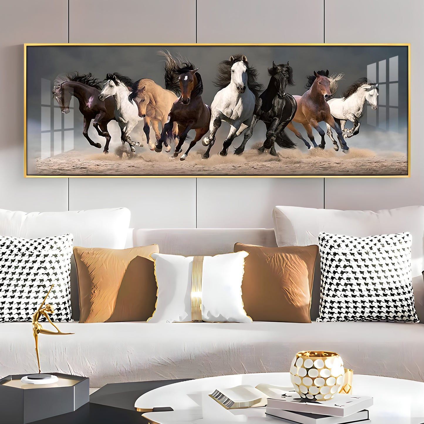 Running Horses Premium Acrylic Horizontal Wall Art