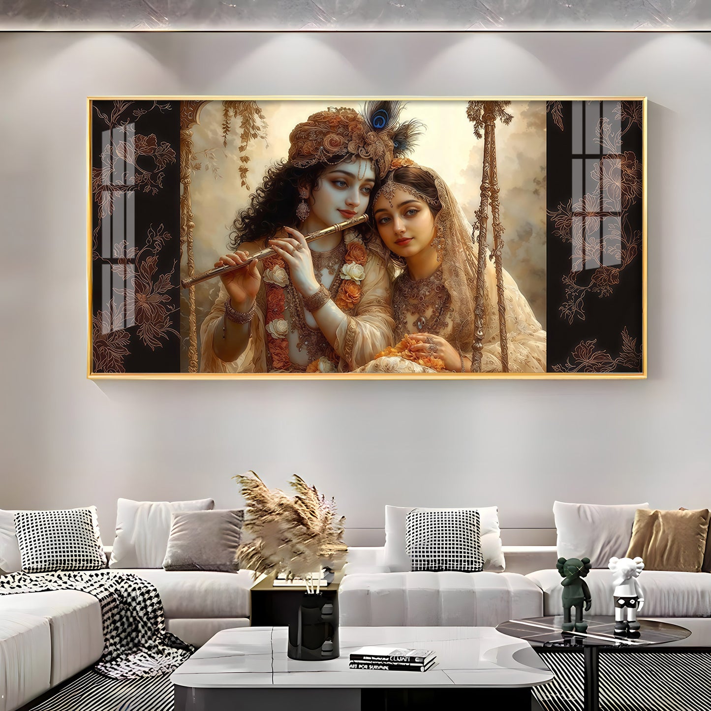 Loving Radha Krishna Premium Acrylic Horizontal Wall Art