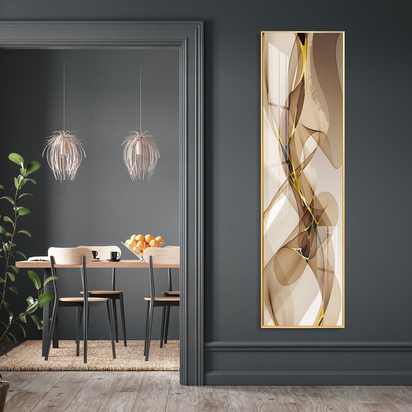 Black Gold Abstract Vertical Premium Acrylic Vertical Wall Art