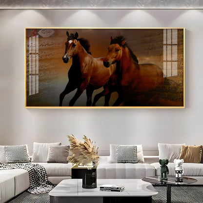 Arabic Horses Premium Acrylic Vertical Wall Art