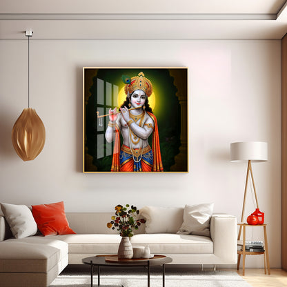 Sacred Essence Of Krishna Premium Acrylic Square Wall Art