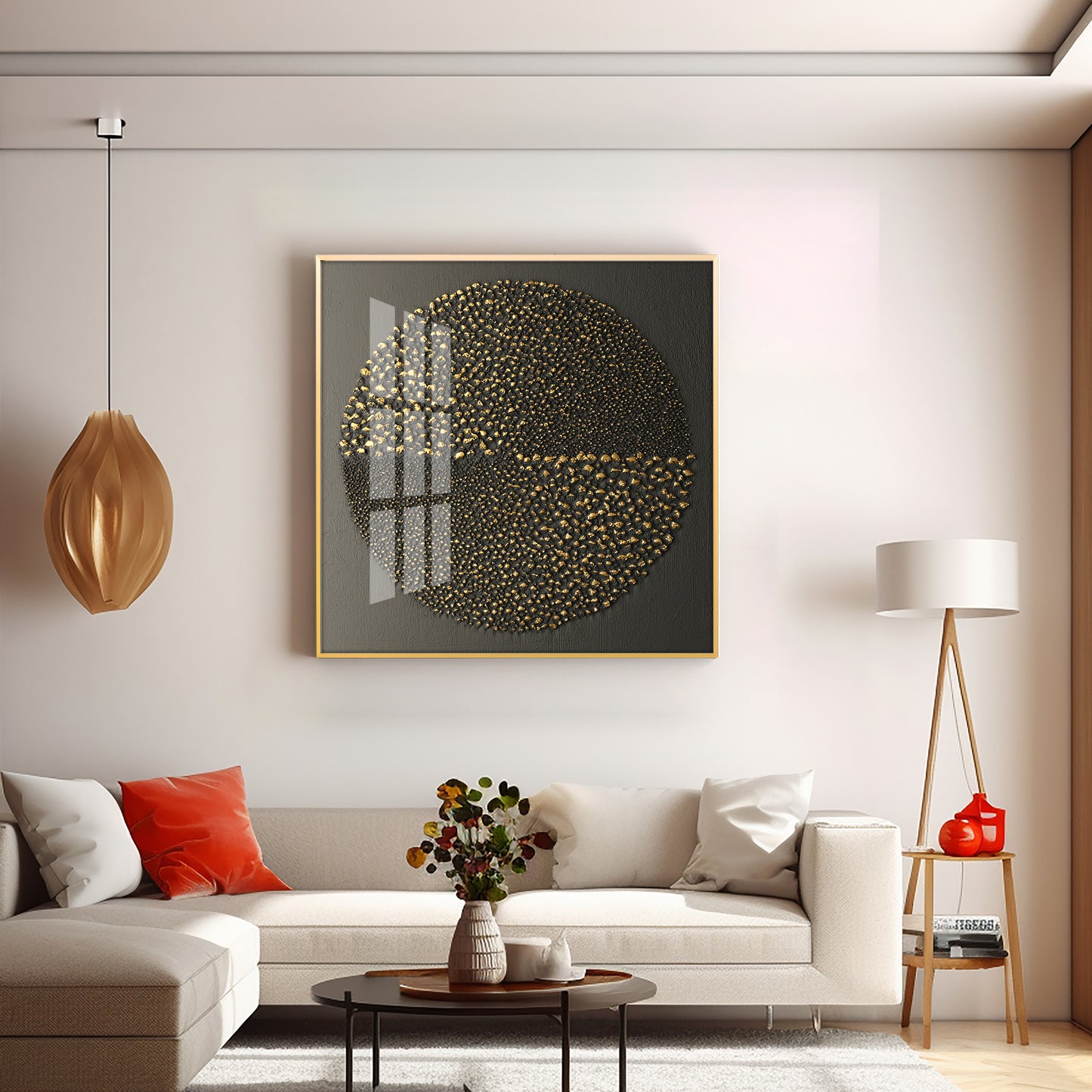 Gold Textured Premium Acrylic Square Wall Art