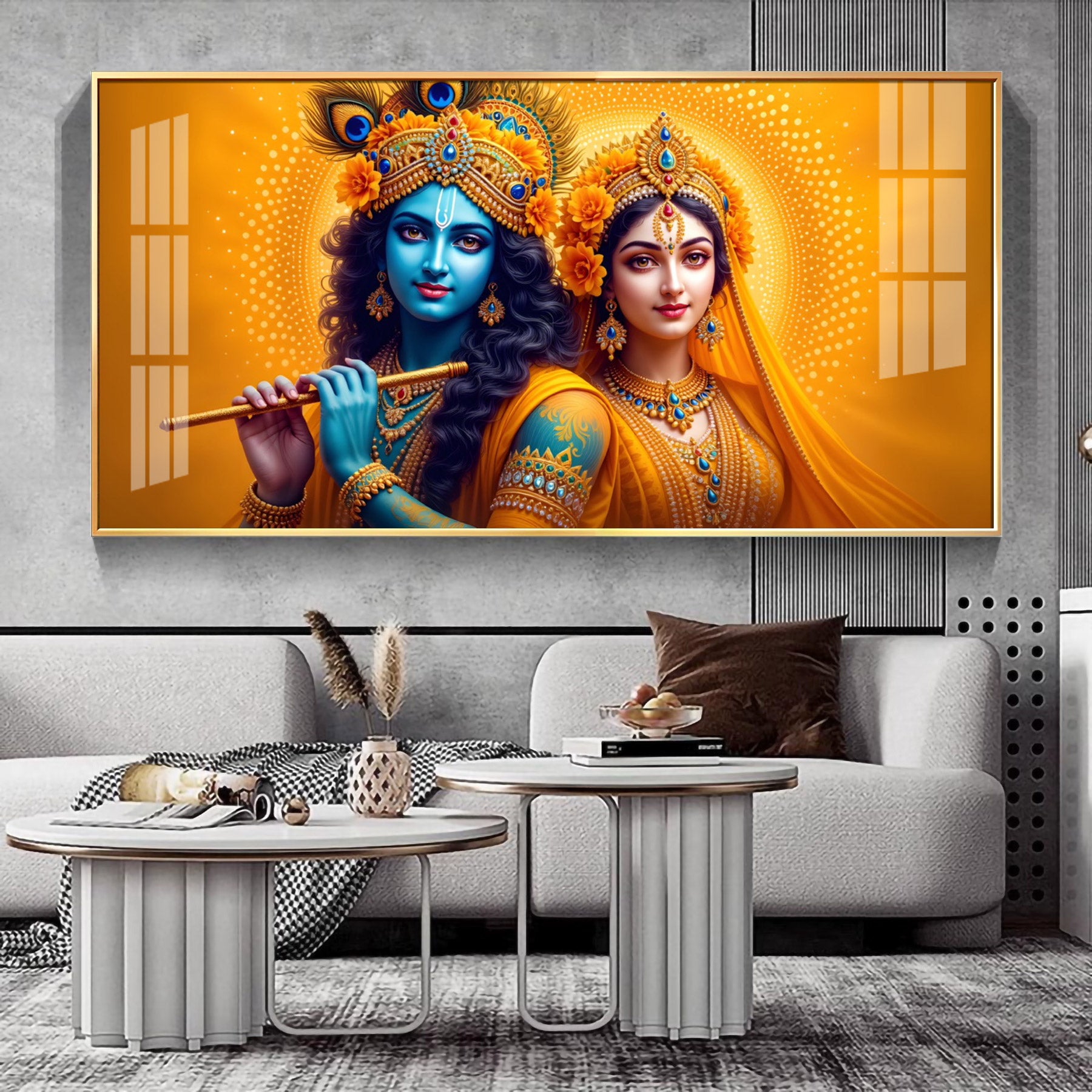 Radha Krishna portrait Premium Acrylic Horizontal Wall Art