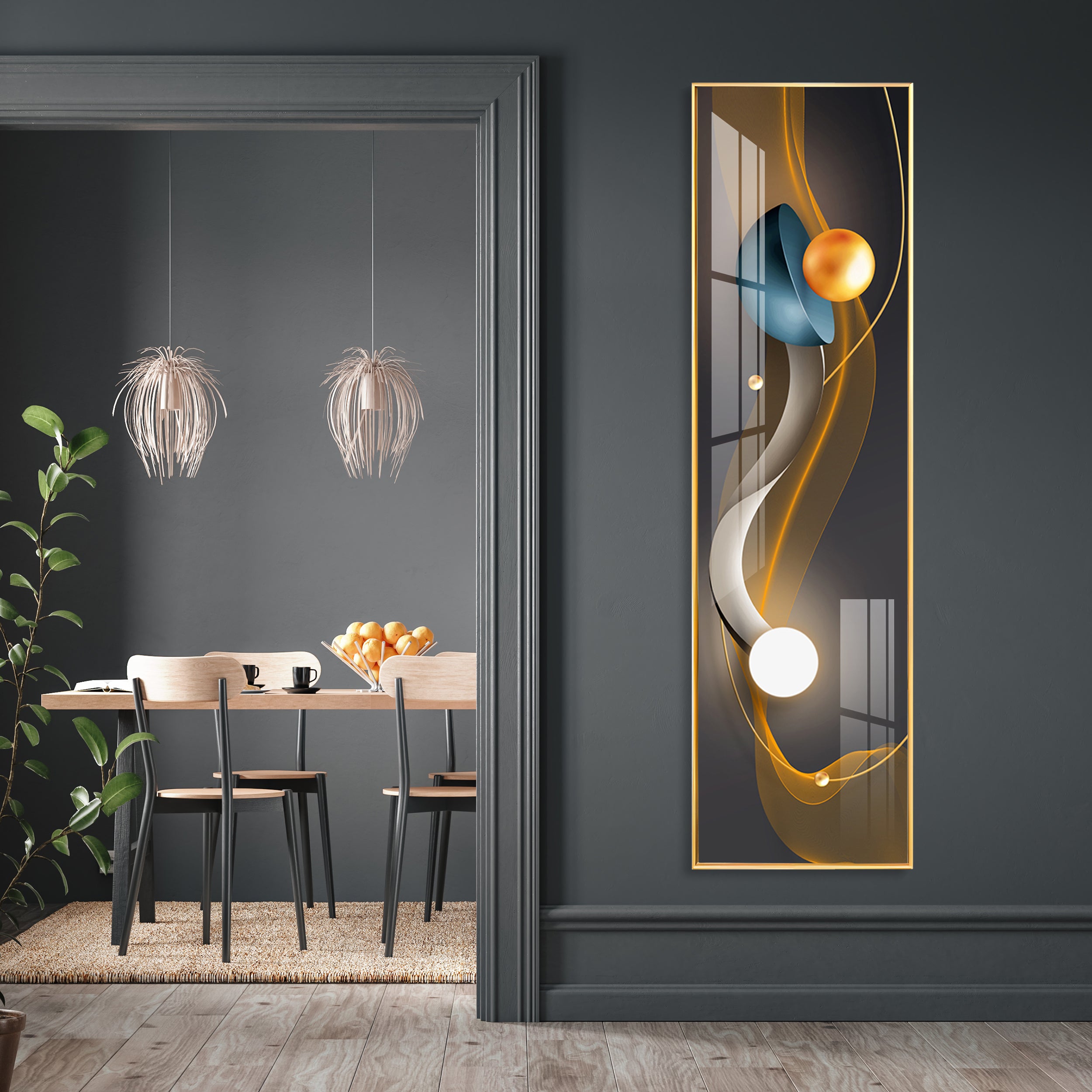 Blue Ember Radiance Premium Acrylic Vertical Wall Art