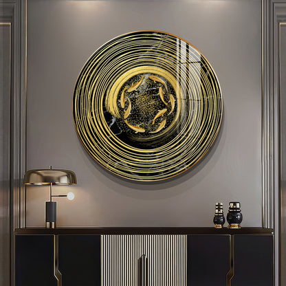 Koi In Spiral Premium Acrylic Round Wall Art