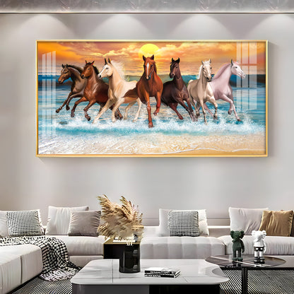 Vastu 7 Running Horses Premium Acrylic Horizontal Wall Art