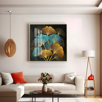 Auspicious Ginkgo Leaf Premium Acrylic Square Wall Art