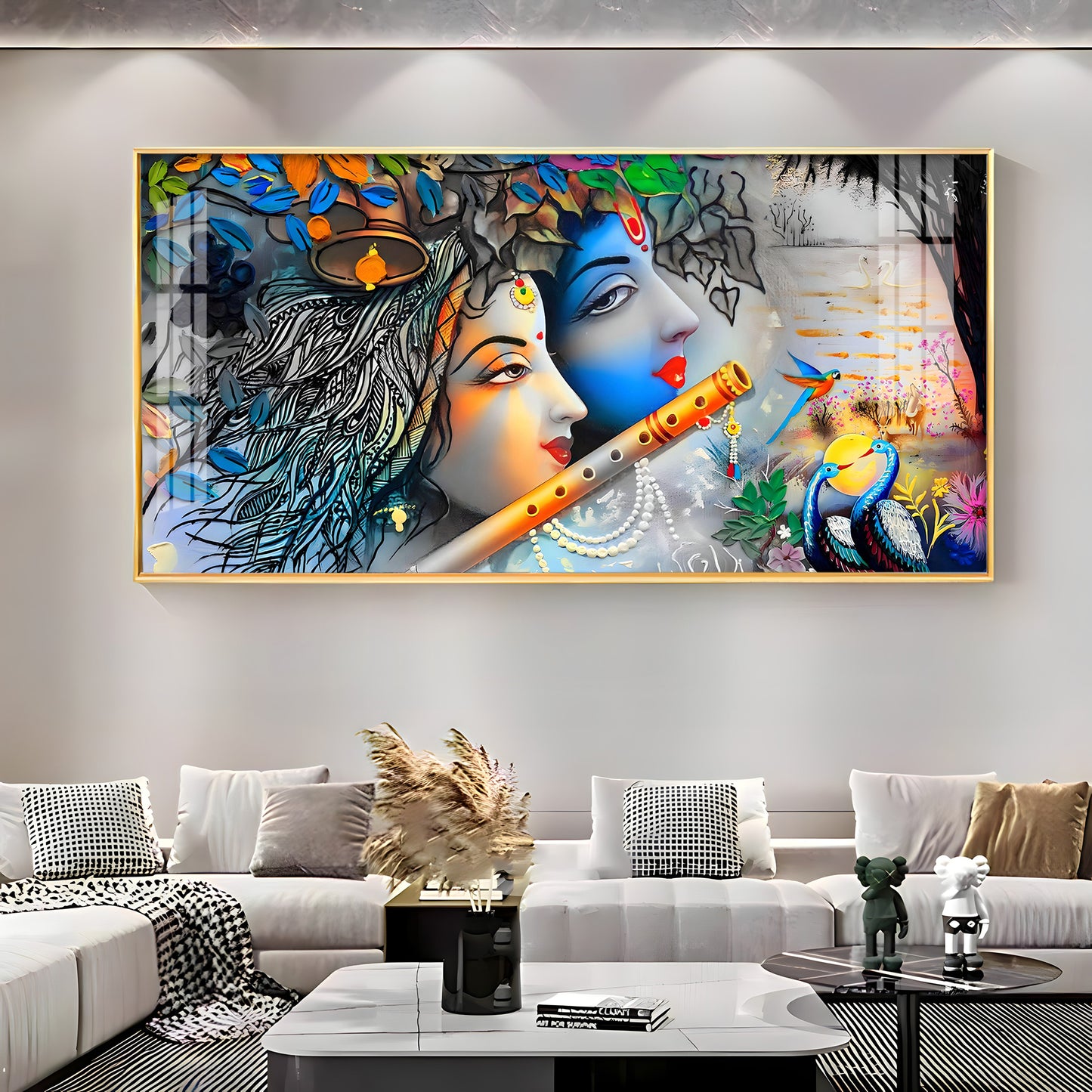 Radha Krishna Unforgetable Love Pemium Acrylic Horizontal Wall Art