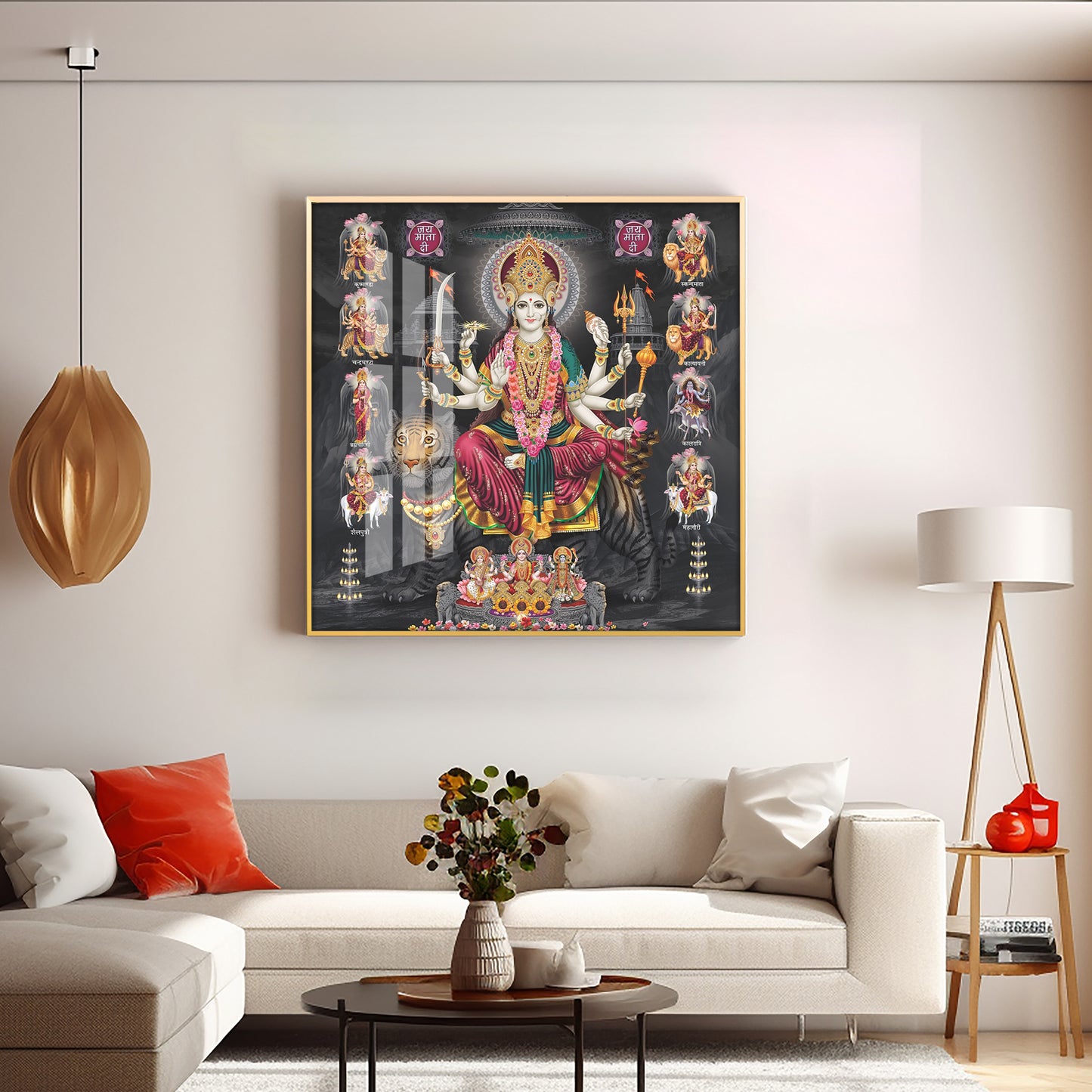 Goddess Durga Avatar Premium Acrylic Square Wall Art