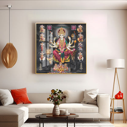 Goddess Durga Avatar Premium Acrylic Square Wall Art