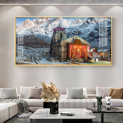 Holy Kedarnath Temple Premium Acrylic Horizontal Wall Art