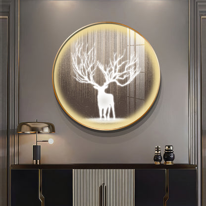 Antlered Reflection Premium Acrylic Round Wall Art